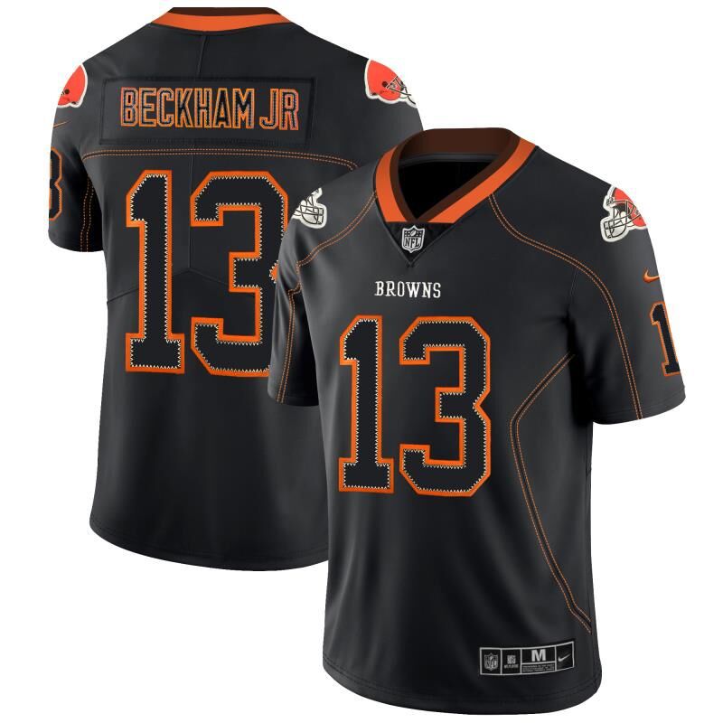 Men Cleveland Browns 13 Beckham Jr Nike Lights Out Black Color Rush Limited NFL Jerseys